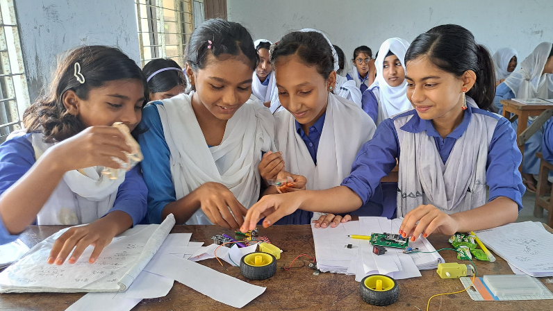 Robotics and Mathematics sessions were conducted at Bara Katali ML. Model High School, Bagerhat